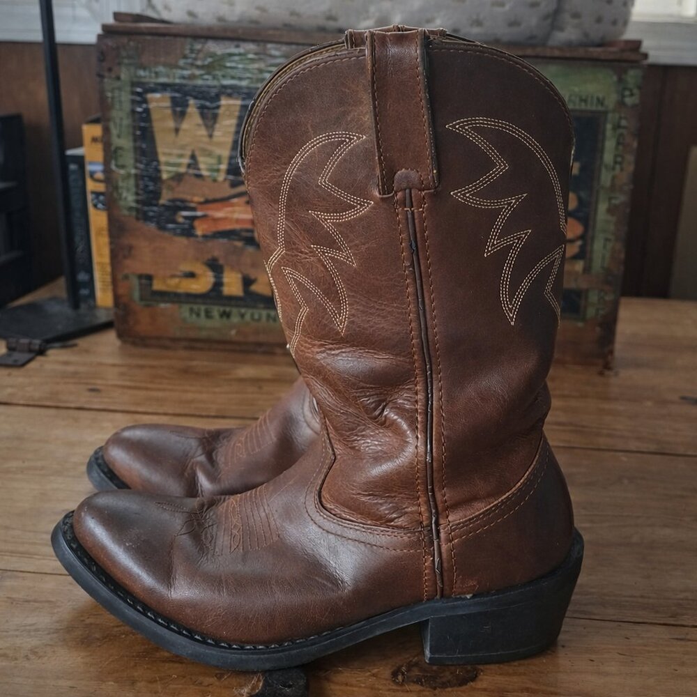 Durango TR762 Truck'n Luck'n Peanuts Cowboy Boots Men's 8D Brown Oiled Leather